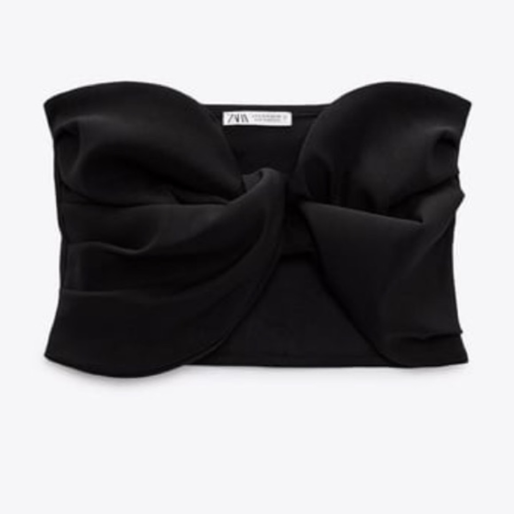 ⚜️ Zara black wrap crop top size medium